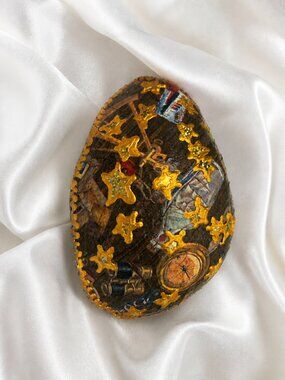 Hand-Painted Decorative Seashell | Mixed Media Coastal Decor | One-of-a-Kind